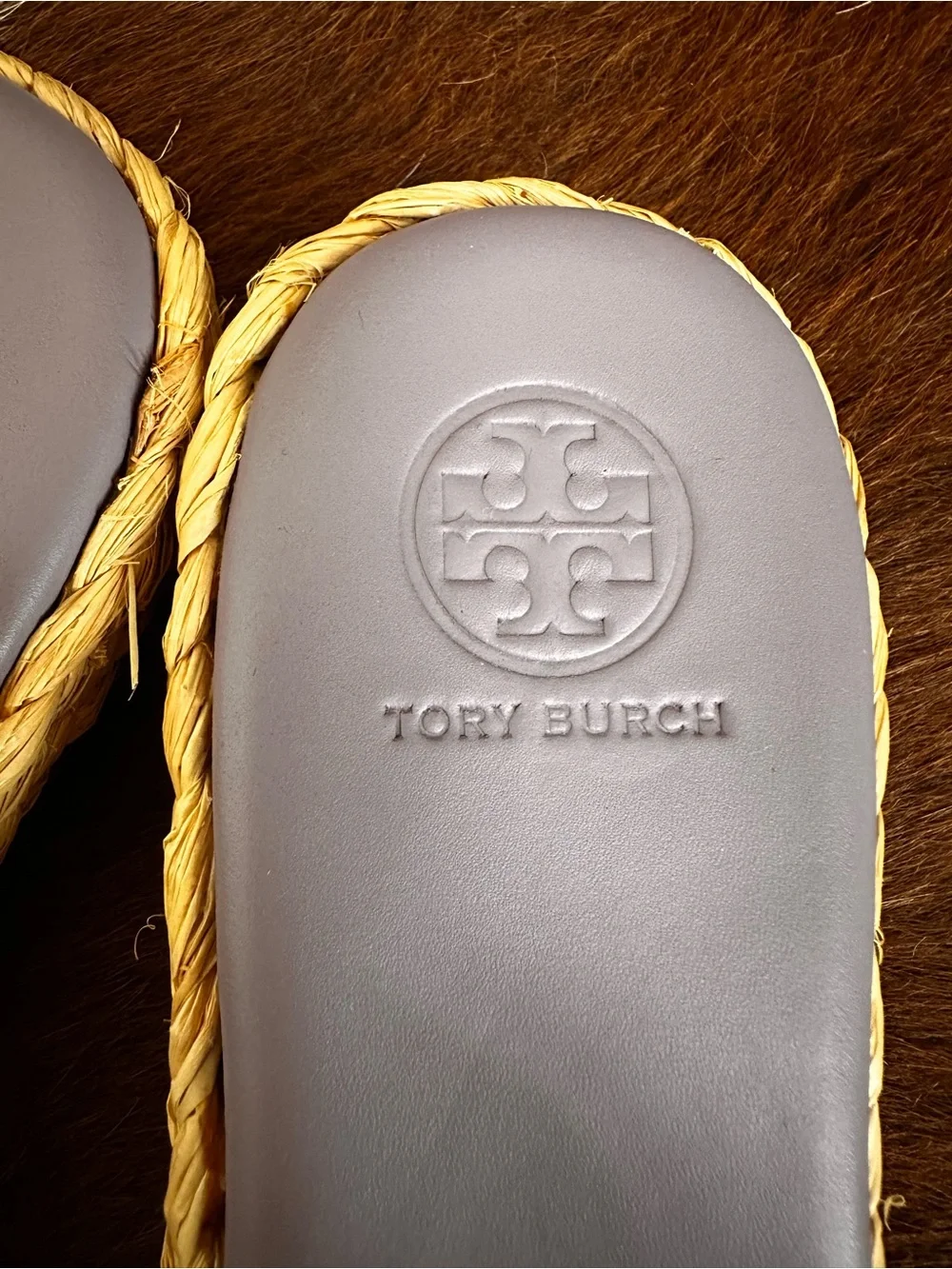 Tory Burch Lavender Slide Sandals with Braided Trim